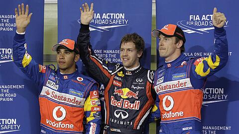 Schneller als der Rest: Sebastian Vettel holte ihn Abu Dhabi zum 14. Mal in der Saison die Pole Position. Lewis Hamilton und  Jenson Button  hatten das Nachsehen.