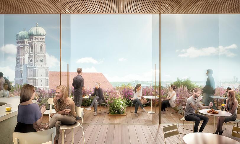 Prominente Aussicht auf die Frauenkirche: So soll der Dachgarten am neuen Georg-Kronawitter-Platz aussehen.