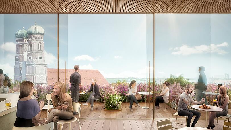 Prominente Aussicht auf die Frauenkirche: So soll der Dachgarten am neuen Georg-Kronawitter-Platz aussehen.