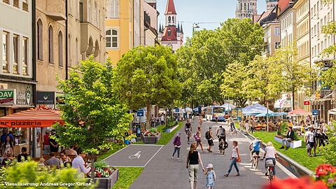 Das Tal in Richtung Marienplatz gesehen: So stellen sich Grüne und SPD die Fußgängerzone vor.
