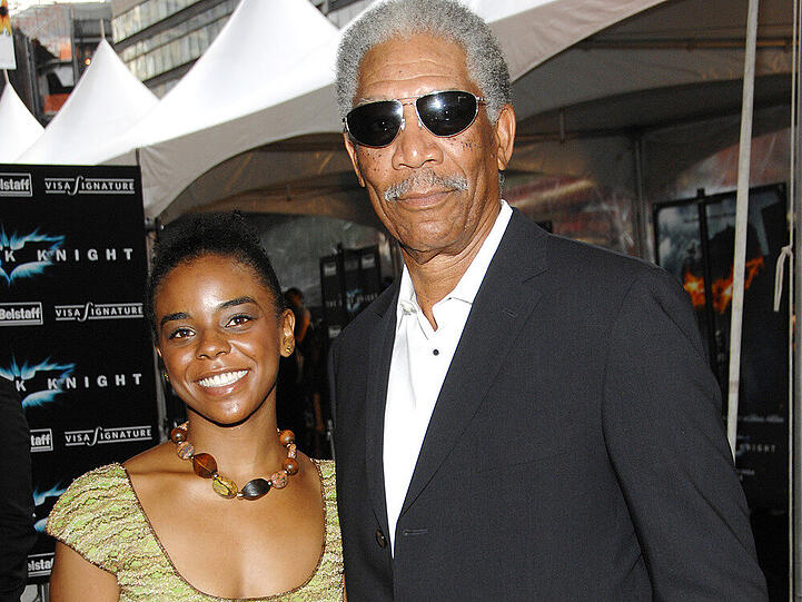 Morgan Freeman und seine Stiefenkelin E'Dena Hines auf der Premiere von "The Dark Knight" im Juli 2008