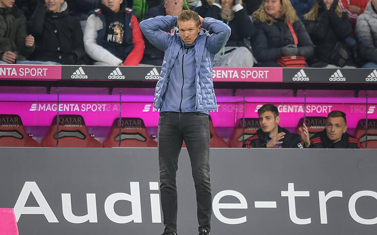 Bayern-Trainer Julian Nagelsmann beim Spiel gegen Freiburg. Bayern-Trainer Julian Nagelsmann beim Spiel gegen Freiburg.