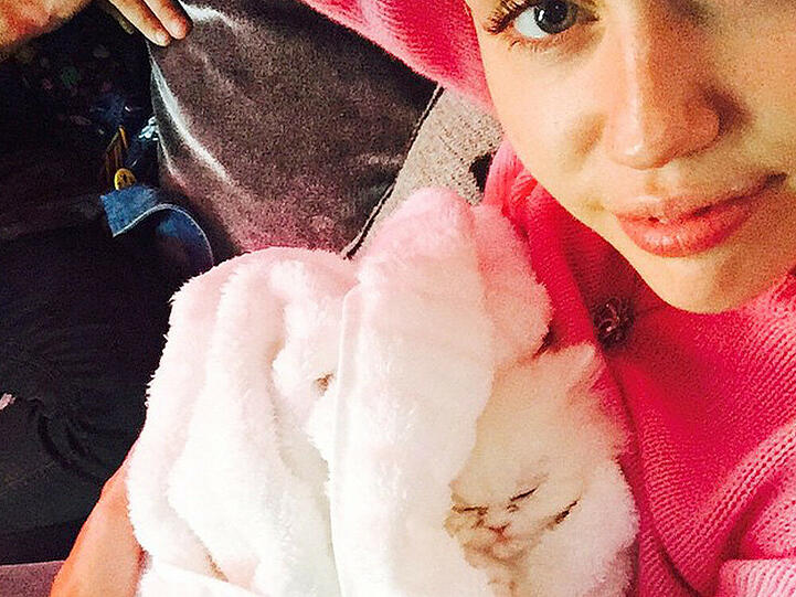 Neues Familienmitglied: Miley Cyrus und Kätzchen Shanti Om Bb