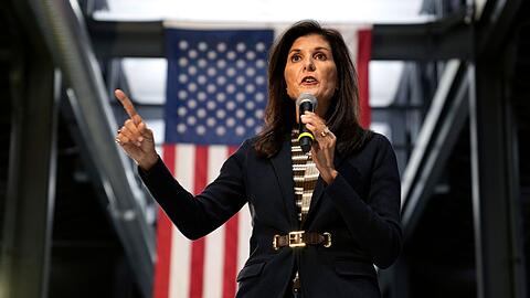 Nikki Haley bei einer Wahlkampfveranstaltung in Iowa.