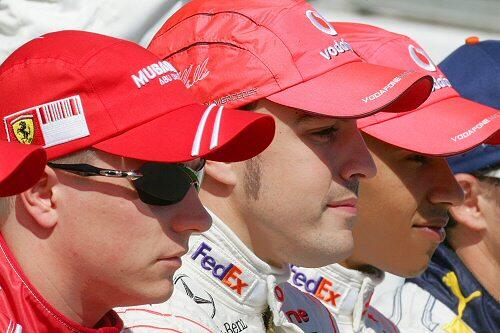 Die Protagonisten des Vorjahres: Räikkönen, Alonso und Hamilton (v. l.)