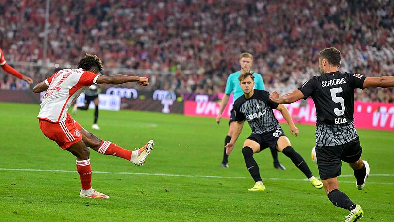 Thema durch: Kingsley Coman erzielt das 3:0 des FC Bayern gegen den SC Freiburg. Thema durch: Kingsley Coman erzielt das 3:0 des FC Bayern gegen den SC Freiburg.