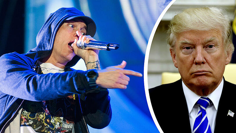 Eminem rappt Trump mal so richtig die Meinung - und alle warten auf die (Twitter-)Reaktion des US-Präsidenten. Eminem rappt Trump mal so richtig die Meinung - und alle warten auf die (Twitter-)Reaktion des US-Präsidenten.