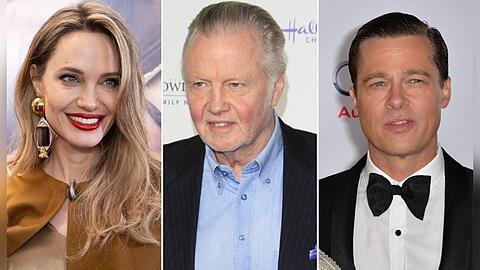 Jon Voight (M.) hofft auf ein baldiges Ende des Scheidungskrieges zwischen Tochter Angelina Jolie und Brad Pitt.