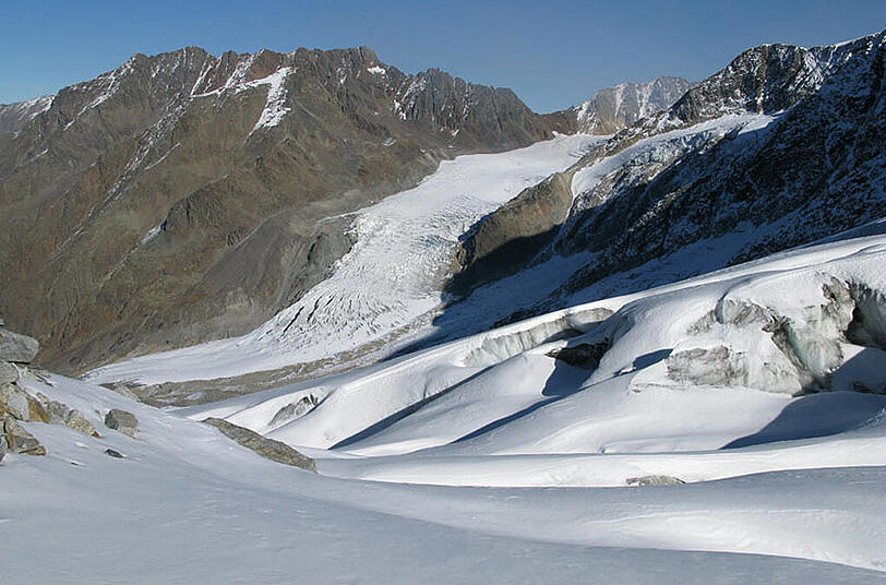 Hier werden Gletschertouren geübt: der Taschachferner in Tirol.
