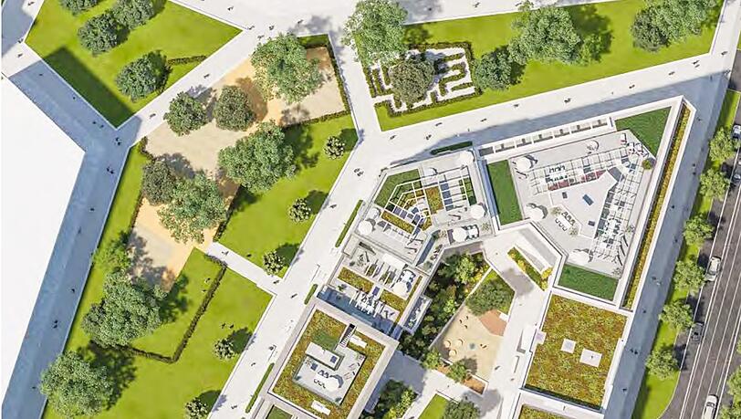 Der Block entlang der Regerstraße (rechts): Zur Straße hin werden einmal geförderte Wohnungen sein. Nach hinten entstehen die teuren Eigentumswohnungen.