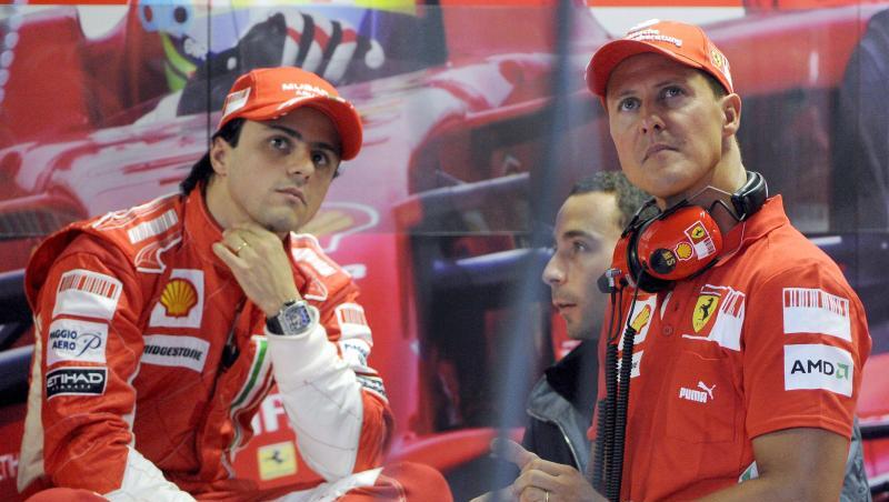 Felipe Massa (l) und Michael Schumacher fuhren gemeinsam für das Team Ferrari. Felipe Massa (l) und Michael Schumacher fuhren gemeinsam für das Team Ferrari.