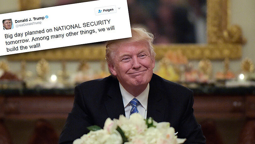 Auf Twitter kündigte US-Präsident Donald Trump nochmals den Mauerbau an der Grenze zu Mexiko an. Auf Twitter kündigte US-Präsident Donald Trump nochmals den Mauerbau an der Grenze zu Mexiko an.