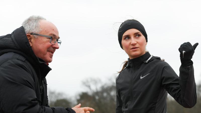 Gesa Felicitas Krause mit ihrem Trainer Wolfgang Heinig. Gesa Felicitas Krause mit ihrem Trainer Wolfgang Heinig.