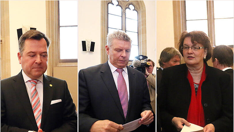 Die neue Münchner Stadtspitze: Josef Schmid (CSU), Dieter Reiter (SPD und Christine Strobl (SPD). Die neue Münchner Stadtspitze: Josef Schmid (CSU), Dieter Reiter (SPD und Christine Strobl (SPD).