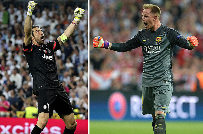 Tor: Marc-André ter Stegen (23) - Gianluigi Buffon (37): Als Buffon im November 1997 sein Profidebüt für den AC Parma gab, war ter Stegen gerade dreieinhalb Jahre alt. Buffon ist bei Juve eine Institution, hat alle Höhen und Tiefen inklusive Zwangsabstieg mitgemacht. Der Champions-League-Sieg fehlt dem Weltmeister von 2006 (Finale ebenfalls in Berlin) noch. Für ter Stegen, der jüngste und einzige deutsche Spieler in der Startelf der Katalanen, ist es das erste große Finale.