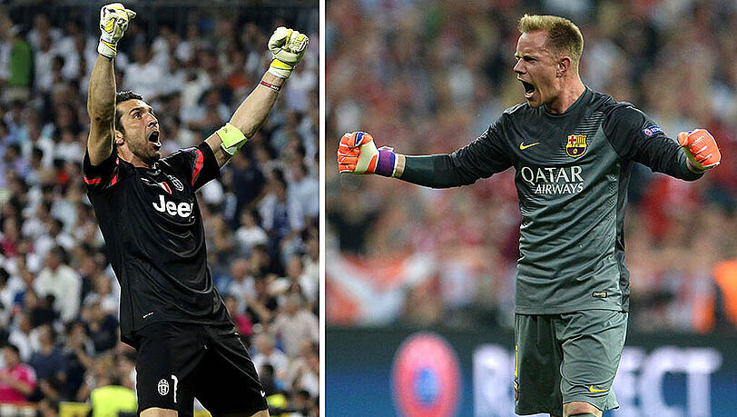 Tor: Marc-André ter Stegen (23) - Gianluigi Buffon (37): Als Buffon im November 1997 sein Profidebüt für den AC Parma gab, war ter Stegen gerade dreieinhalb Jahre alt. Buffon ist bei Juve eine Institution, hat alle Höhen und Tiefen inklusive Zwangsabstieg mitgemacht. Der Champions-League-Sieg fehlt dem Weltmeister von 2006 (Finale ebenfalls in Berlin) noch. Für ter Stegen, der jüngste und einzige deutsche Spieler in der Startelf der Katalanen, ist es das erste große Finale. Tor: Marc-André ter Stegen (23) - Gianluigi Buffon (37): Als Buffon im November 1997 sein Profidebüt für den AC Parma gab, war ter Stegen gerade dreieinhalb Jahre alt. Buffon ist bei Juve eine Institution, hat alle Höhen und Tiefen inklusive Zwangsabstieg mitgemacht. Der Champions-League-Sieg fehlt dem Weltmeister von 2006 (Finale ebenfalls in Berlin) noch. Für ter Stegen, der jüngste und einzige deutsche Spieler in der Startelf der Katalanen, ist es das erste große Finale.