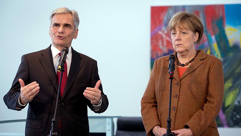 Österreichs Bundeskanzler Werner Faymann trifft Deutschland Bundeskanzlerin Angela Merkel. Österreichs Bundeskanzler Werner Faymann trifft Deutschland Bundeskanzlerin Angela Merkel.