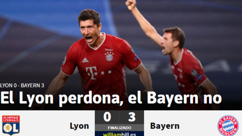Die "AS" aus Spanien beschreibt die Kontraste in der Chancen-Auswertung der Teams kurz und knapp: "Lyon vergibt, die Bayern dagegen nicht."
