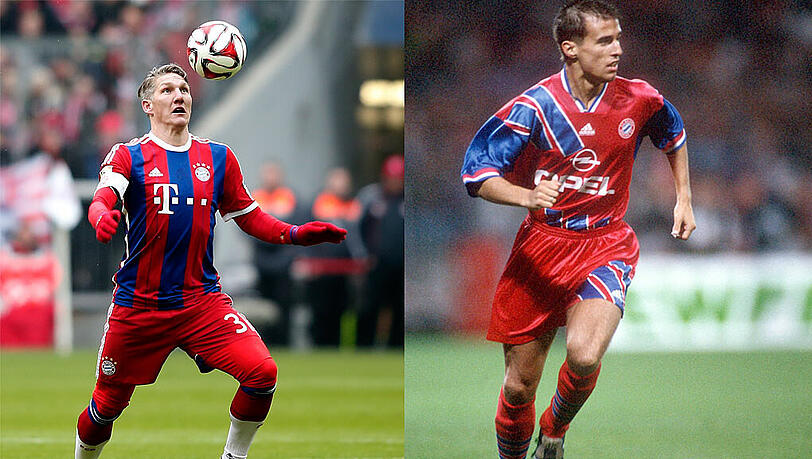 Spielte erstmals 2002 für den FC Bayern: Bastian Schweinsteiger. Von 1992 bis 2007 im roten Trikot: Mehmet Scholl. Spielte erstmals 2002 für den FC Bayern: Bastian Schweinsteiger. Von 1992 bis 2007 im roten Trikot: Mehmet Scholl.