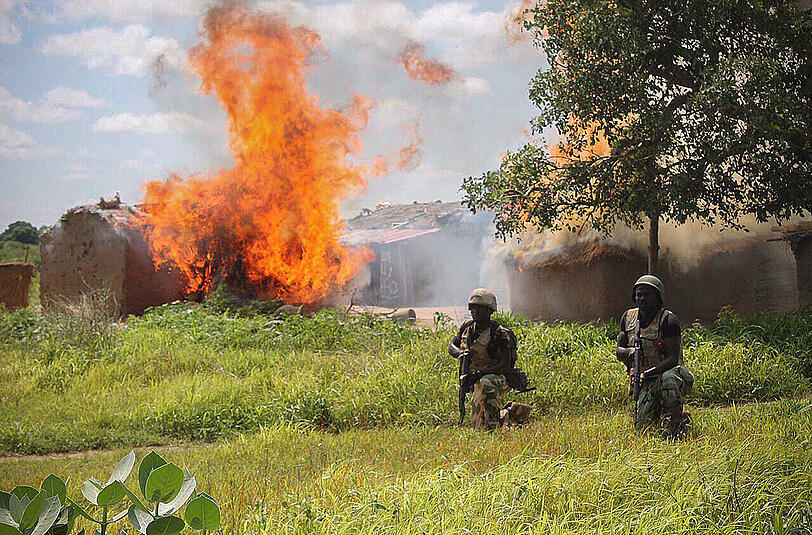 Nigerianische Soldaten während eines Einsatzes gegen die islamistische Terrorgruppe Boko Haram. Foto: epa/Archiv