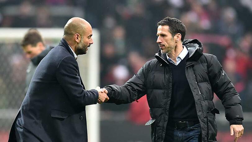 Alles gut. Bayerns Trainer Pep Guardiola (l) gibt Werders Sportdirektor Thomas Eichin nach Spielende die Hand. Alles gut. Bayerns Trainer Pep Guardiola (l) gibt Werders Sportdirektor Thomas Eichin nach Spielende die Hand.