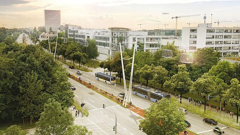 So könnte sie mal aussehen: Die Seilbahn am Frankfurter Ring.