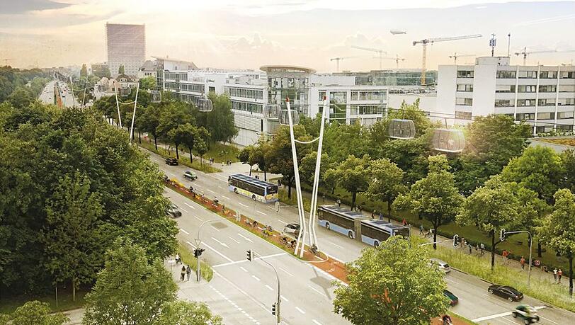 So könnte sie mal aussehen: Die Seilbahn am Frankfurter Ring. So könnte sie mal aussehen: Die Seilbahn am Frankfurter Ring.