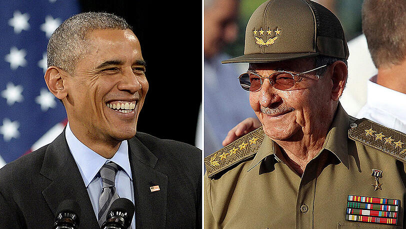 US-Präsident Obama und Kubas Präsident Raul Castro. Nach Jahrzehnten politischer Eiszeit gibt es nun wieder offizielle Beziehungen. US-Präsident Obama und Kubas Präsident Raul Castro. Nach Jahrzehnten politischer Eiszeit gibt es nun wieder offizielle Beziehungen.