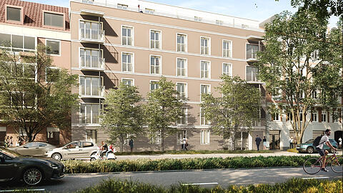 In Neuhausen sollen &ouml;ffentlich gef&ouml;rderte Mietwohnungen mit einer Gr&ouml;&szlig;e zwischen 30 und 117 Quadratmetern f&uuml;r Haushalte mit geringem und mittlerem Einkommen entstehen.