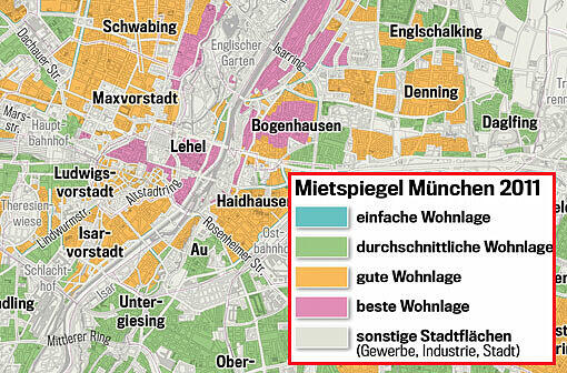 Zahlen Sie zu viel Miete? Klicken Sie durch die verschiedenen Viertel, und checken, in welcher Lage Sie wohnen.