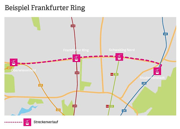 Die geplante Strecke der Seilbahn.