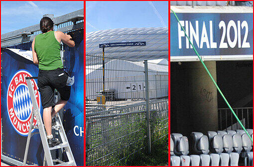 Neue Beleuchtung, neuer Name, und auch sonst ändert sich viel: Zum Champions-League-Finale bekommt die Allianz Arena ein neues Kleid. Wir haben uns schon vorab einmal umgesehen. Ein kleiner Bilder-Rundgang