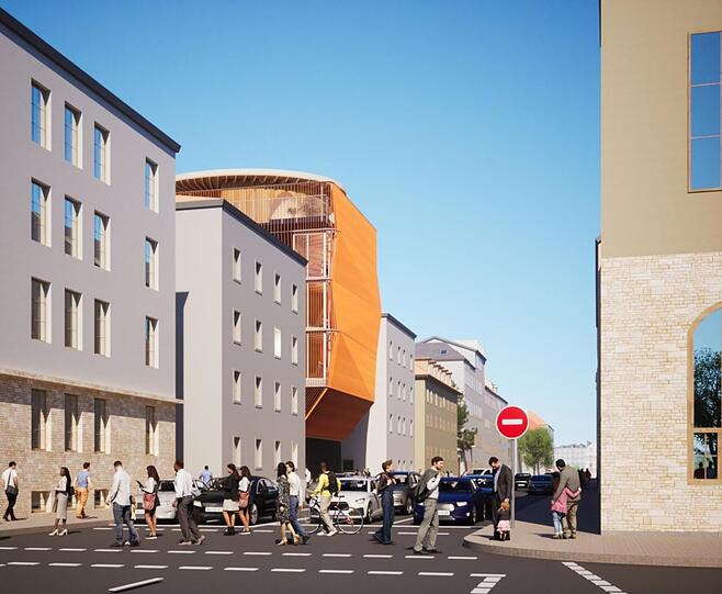 Das markante Gebäude soll fast vollständig aus Holz sein, Beton wird nur wenig genutzt.