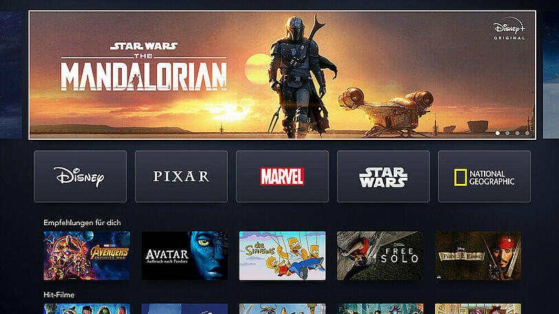 So sieht die Benutzeroberfläche von Disney+ aus