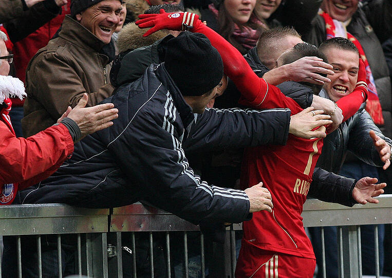 Auch Ribéry leistete sich 2012 einen Tribünen-Jubler.