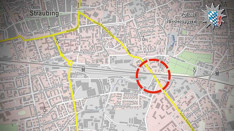 Die Karte zeigt den Fundort der Fliegerbombe in Straubing.