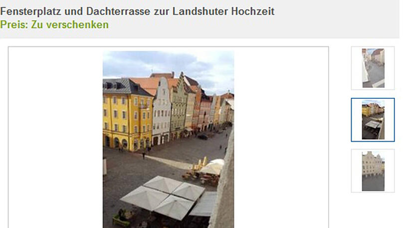 Dieses Angebot eines kostenlosen Blickes auf die Landshuter Hochzeit hat Ebay nun gelöscht.