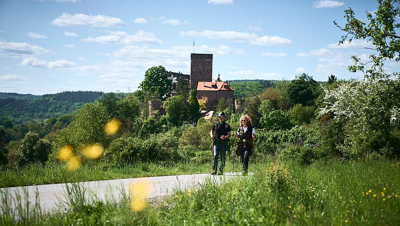 Schloss Gamburg im Taubertal: In seinem Gro&szlig;en Saal befinden sich die &auml;ltesten weltlichen Wandmalereien n&ouml;rdlich der Alpen und sind die einzigen erhaltenen Originalmalereien eines mittelalterlichen Gro&szlig;en Saals.