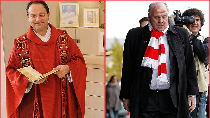 Rainer Maria Schießler, Pfarrer von St. Maximilian (l.) und Uli Hoeneß (r.). Rainer Maria Schießler, Pfarrer von St. Maximilian (l.) und Uli Hoeneß (r.).