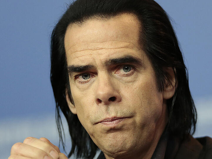 Sänger Nick Cave auf einer Pressekonferenz in Berlin