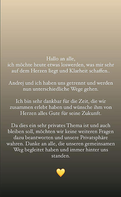 Jennifer Lange und Andrej Mangold sind kein Paar mehr. Dieses Statement postete Lange am Sonntag in ihrer Instagram-Story. Jennifer Lange und Andrej Mangold sind kein Paar mehr. Dieses Statement postete Lange am Sonntag in ihrer Instagram-Story.