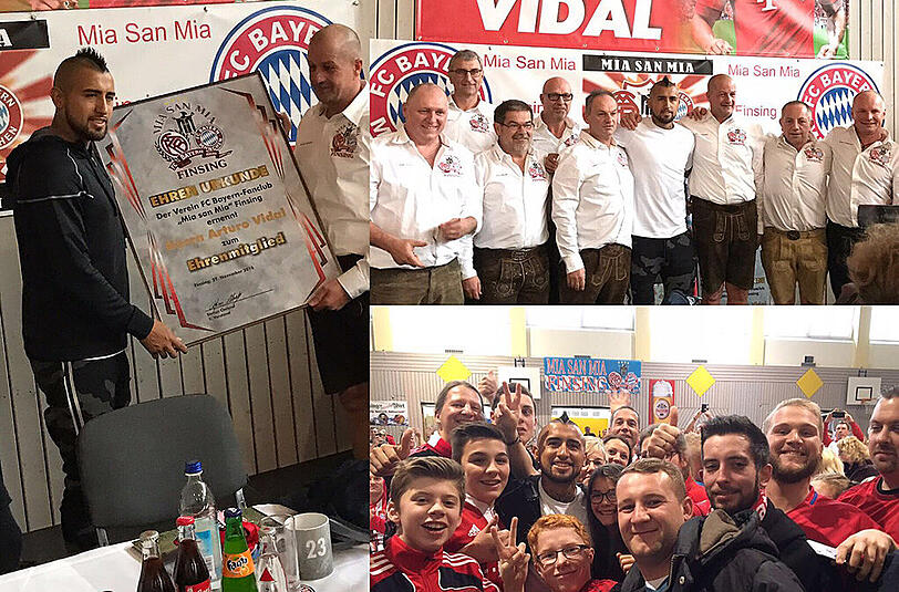 Beim Fanclub "Mia san Mia Finsing" in Offenberg freute man sich über den Besuch des Chilenen Arturo Vidal.