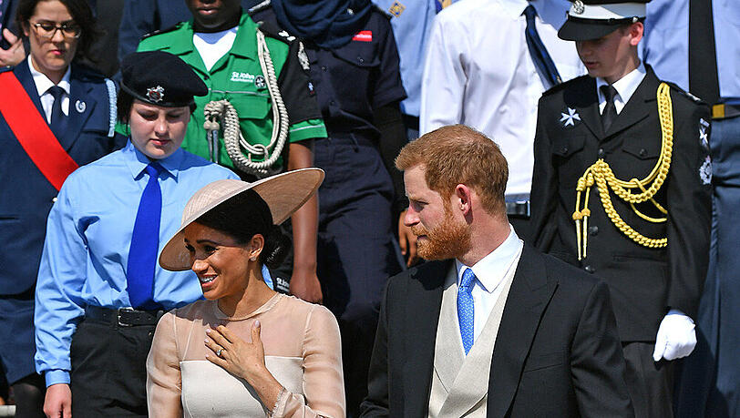 Ehe-Glück: Herzogin Meghan und Prinz Harry kommen zu einem Gartenfest im Buckingham Palace. Es ist der erste öffentliche Auftritt nach ihrer Hochzeit am 19. Mai. Ehe-Glück: Herzogin Meghan und Prinz Harry kommen zu einem Gartenfest im Buckingham Palace. Es ist der erste öffentliche Auftritt nach ihrer Hochzeit am 19. Mai.