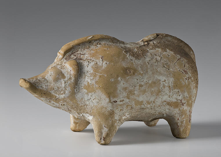 Schweine waren beliebte Opfertiere. Terrakotta, 1. Hälfte 5. Jh. v. Chr., aus Athen.