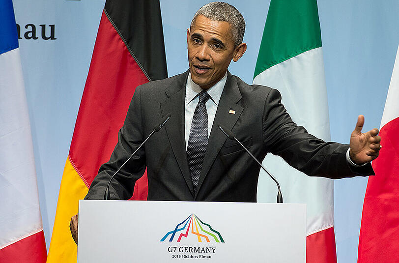 US-Präsident Barack Obama bei der Abschluss-Pressekonferentz zum G7-Gipfel in Elmau.