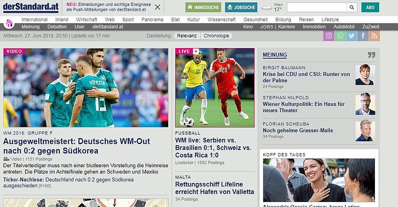 Der österreichische "Standard": "Ausgeweltmeistert: Deutsches WM-Out nach 0:2 gegen Südkorea. Titelverteidiger muss nach einer blutleeren Vorstellung die Heimreise antreten."
