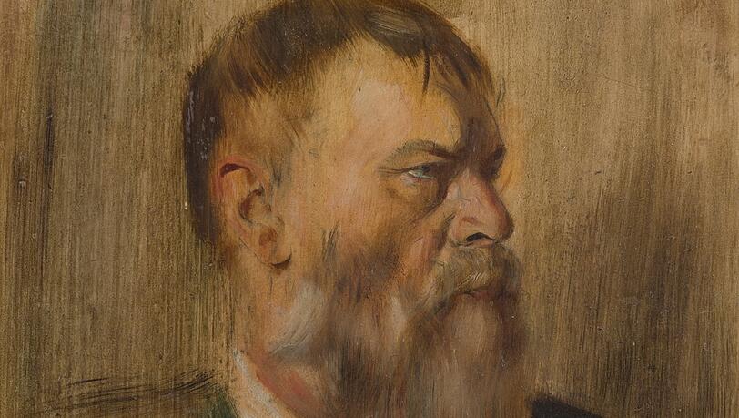 Franz von Lenbachs Selbstporträt im Profil entstand in den späten 1880er Jahren. Franz von Lenbachs Selbstporträt im Profil entstand in den späten 1880er Jahren.