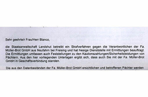 Das Anschreiben der Kripo.