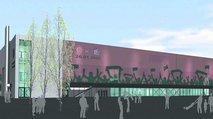 Die Eisstadion-Sanierung, an deren Ende unter anderem diese Publikumsfassade stehen soll, kostet mittlerweile 23,13 Millionen Euro. Die Fassade selbst soll insgesamt 233 000 Euro kosten.