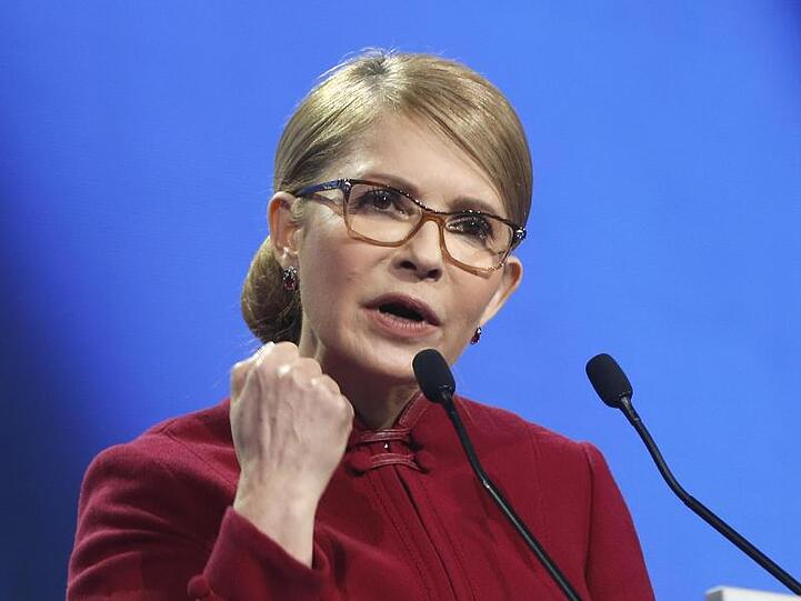 Julia Timoschenko, ehemalige Ministerpräsidentin der Ukraine, spricht während einer Kundgebung.